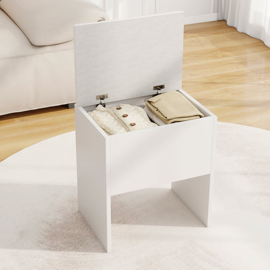 Vanity Stool With Flip Top Storage, Soft Padded Seat, White Ottomans White at Gallery Canada