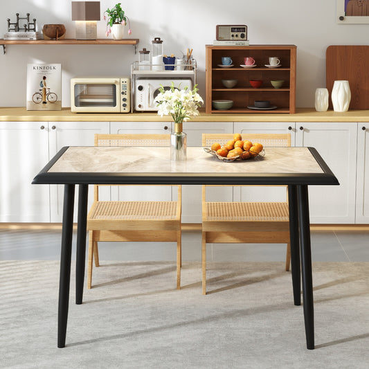 Sintered Stone Dining Table, 44" Rectangular, Metal Frame, Gray Dining Tables Gray at Gallery Canada