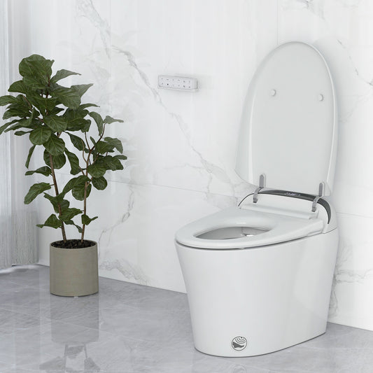 One-Piece Elongated Smart Toilet Bidet 1.28 GPF Dual-flush Toilet White at Gallery Canada