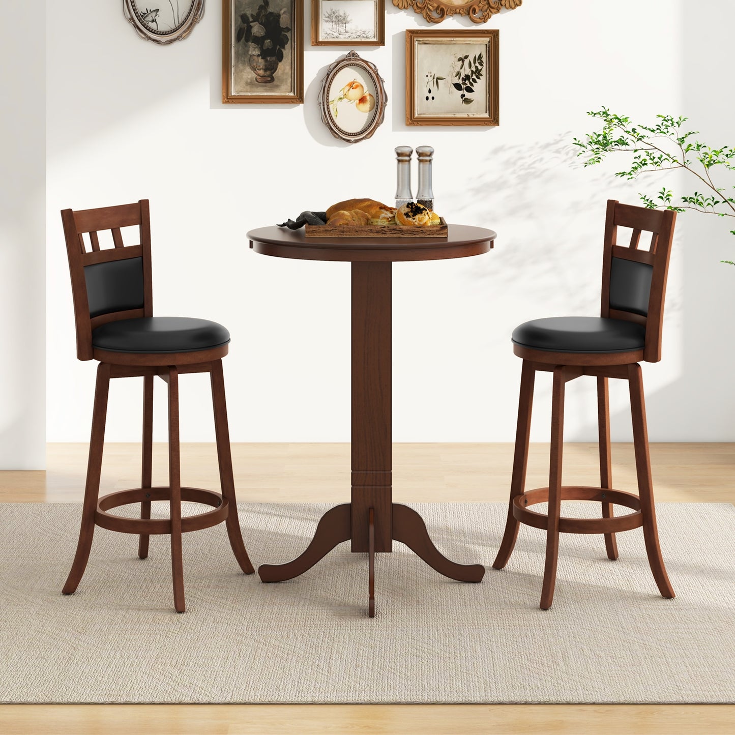 Wood Pub Round Dining Table with Pedestal Base, Espresso Dining Tables at Gallery Canada