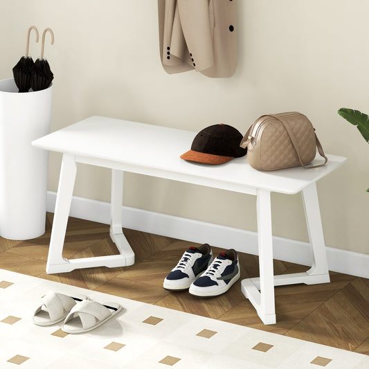 42 Inch Modern Entryway Bench, Rubber Wood Legs, White Shoe Racks & Storage Benches White at Gallery Canada