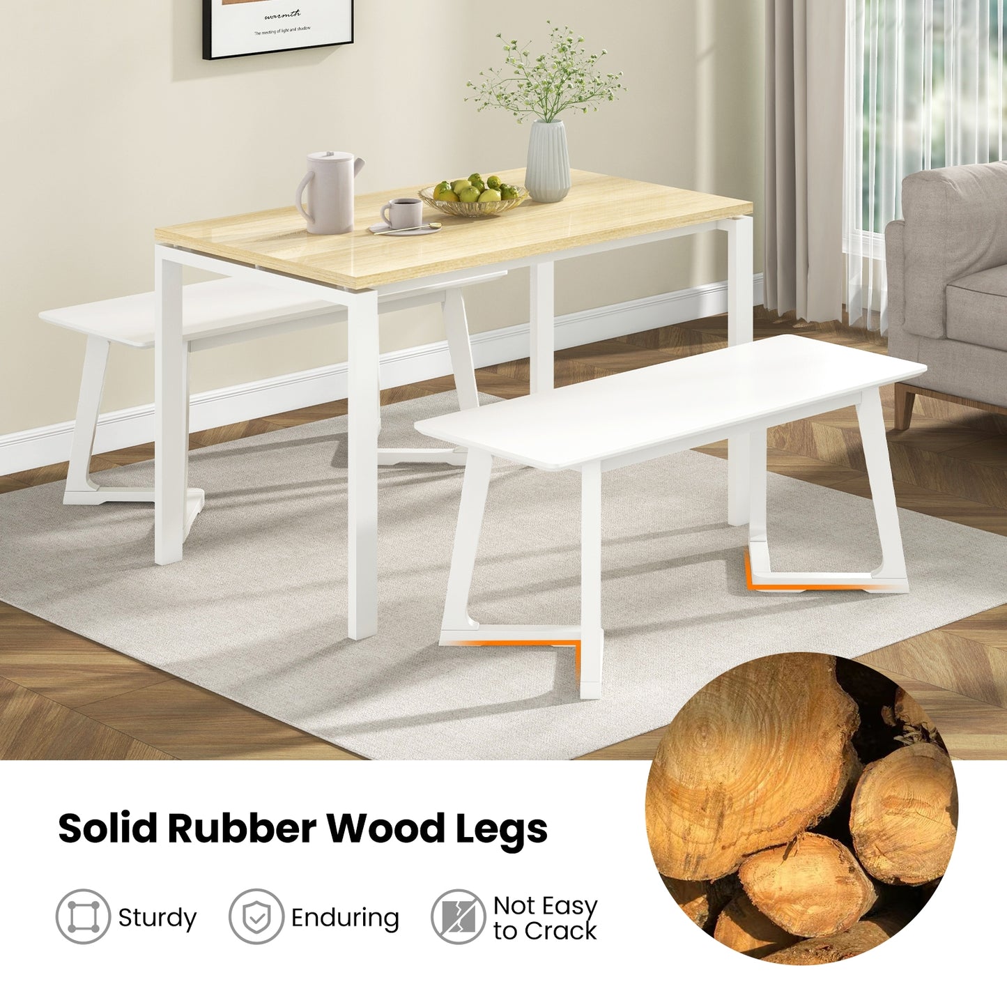 42 Inch Modern Entryway Bench, Rubber Wood Legs, White Shoe Racks & Storage Benches at Gallery Canada