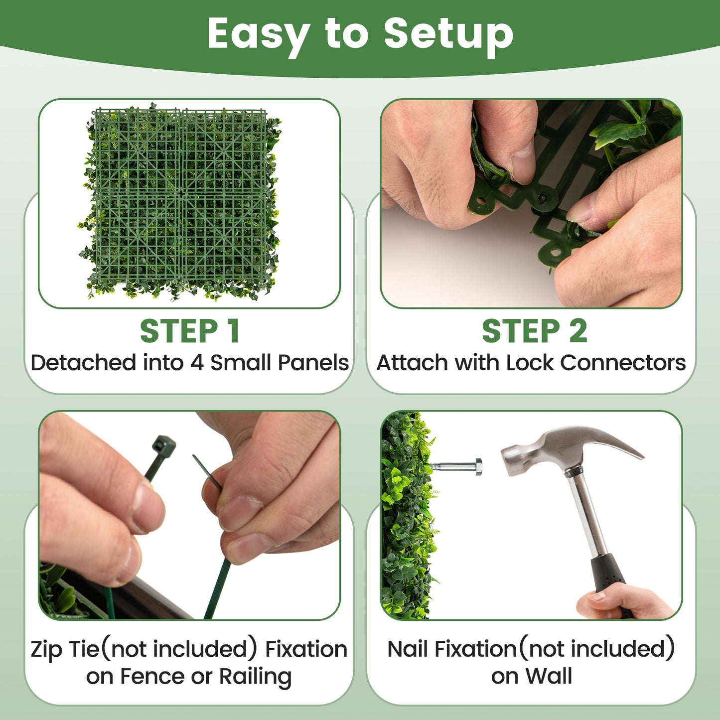 12 Pieces 20 x 20 Inch Artificial Greenery Foliage Panels with Insertable Branches, Green Decorative Fencing & Flooring at Gallery Canada