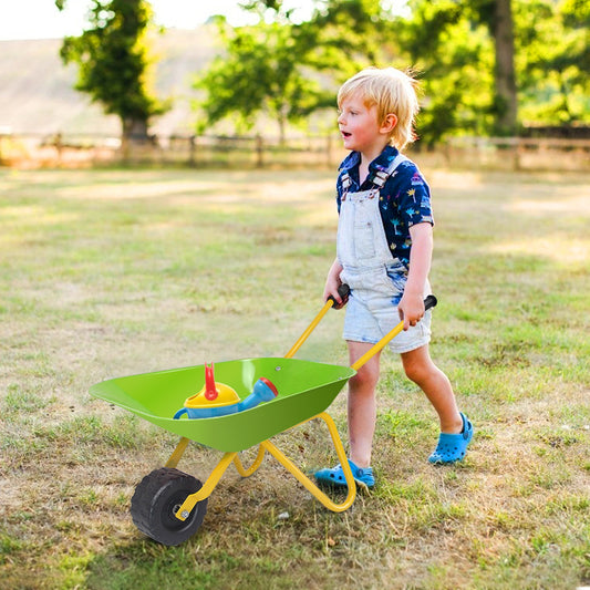Kids Metal Wheelbarrow, Outdoor Garden Backyard Play Toy, Light Green Sandboxes Light Green at Gallery Canada