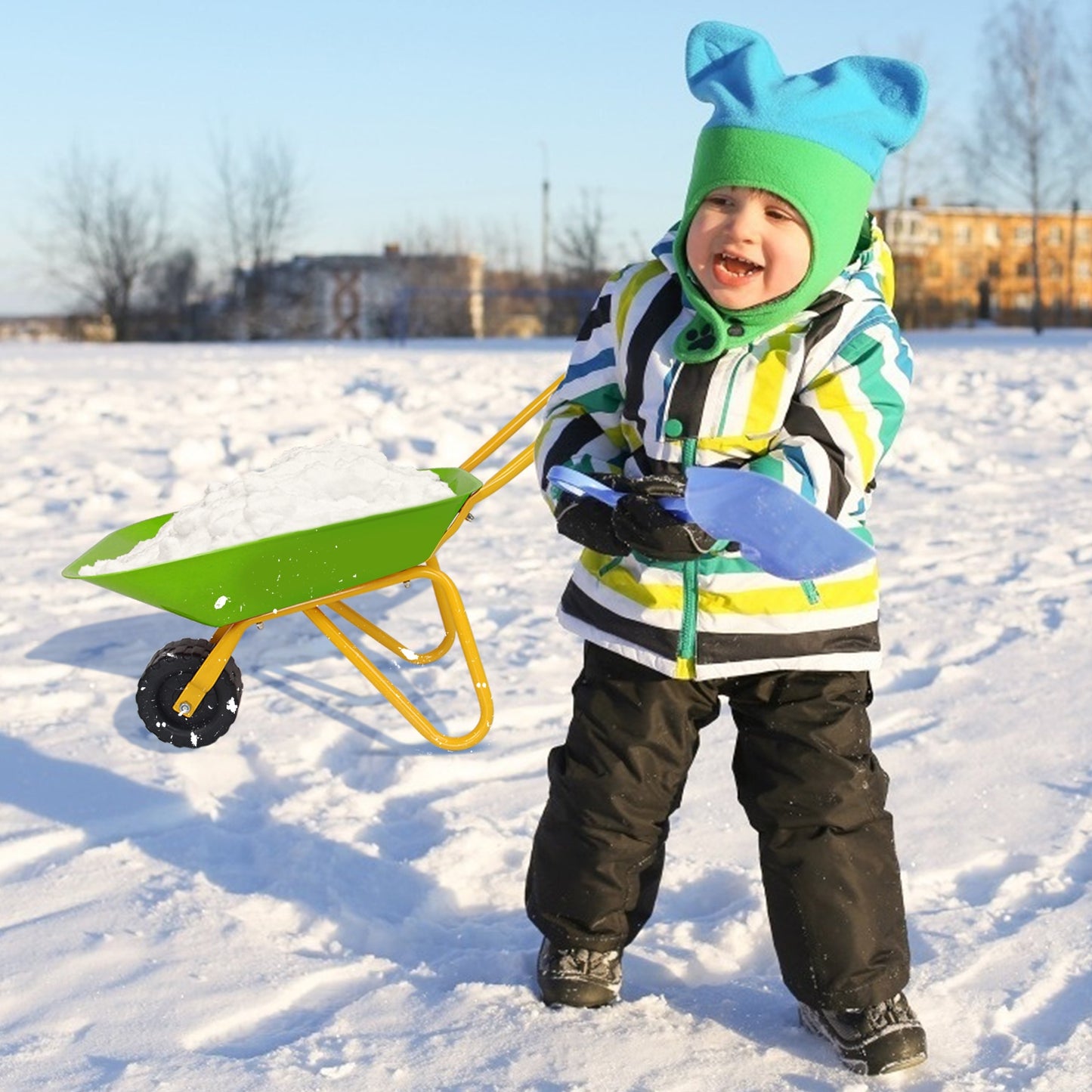 Kids Metal Wheelbarrow, Outdoor Garden Backyard Play Toy, Light Green Sandboxes at Gallery Canada