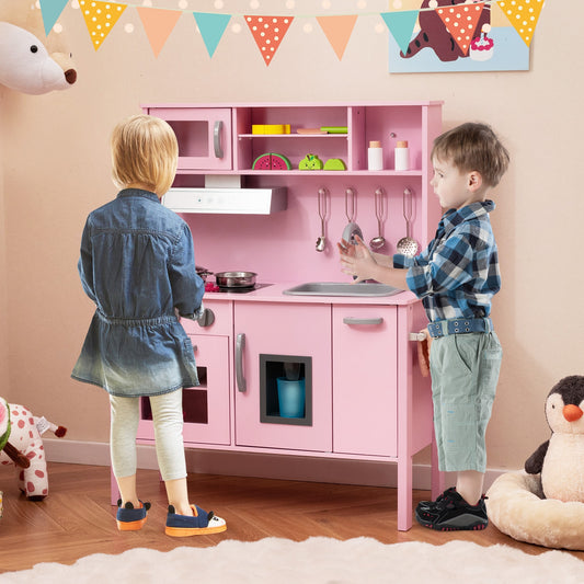 Wooden Pretend Play Kitchen Set, Pink Play Kitchen Sets Pink at Gallery Canada