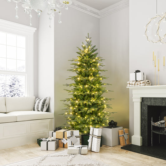 6 Feet Pre-Lit Artificial Christmas Tree with Warm White LED Lights, Green Christmas Tree Green at Gallery Canada