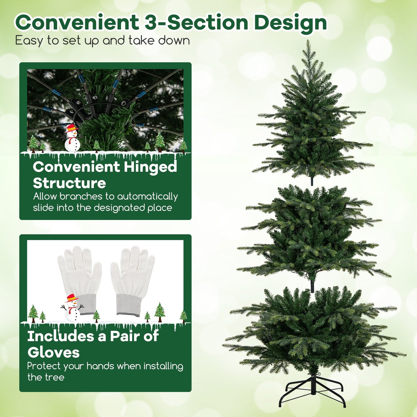 6 Feet Pre-Lit Artificial Christmas Tree with Warm White LED Lights, Green Christmas Tree at Gallery Canada
