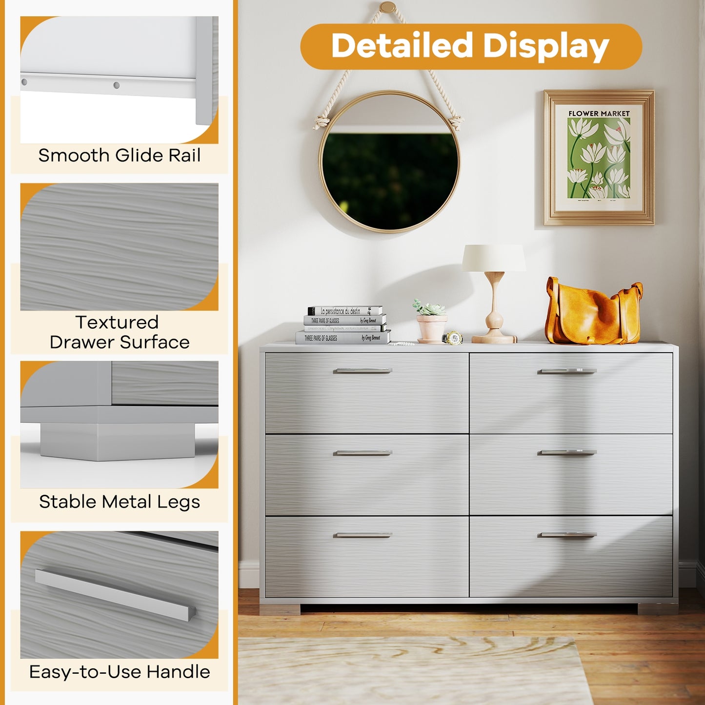 6 Drawer Storage Cabinet, Metal Legs, Anti-Toppling, Gray Cabinets & Chests at Gallery Canada