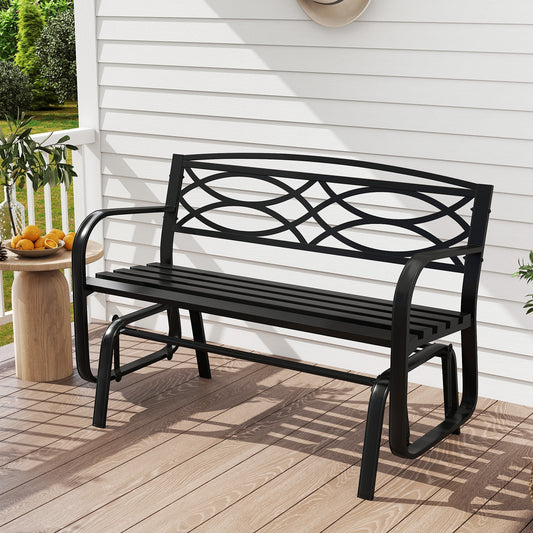2-Person Outdoor Glider Bench with Metal Frame, Black Patio Rocking Chairs & Gliders Black at Gallery Canada