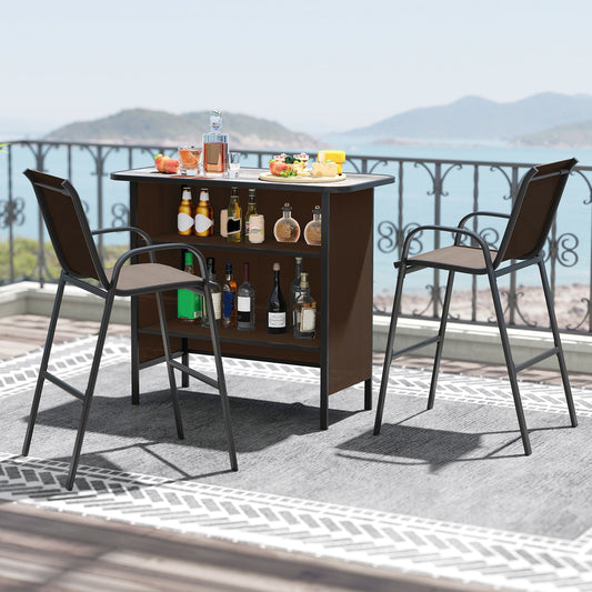 3 Piece Outdoor Bar Set, Footrest, 2-Tier Shelf Patio Bar Furniture Coffee at Gallery Canada