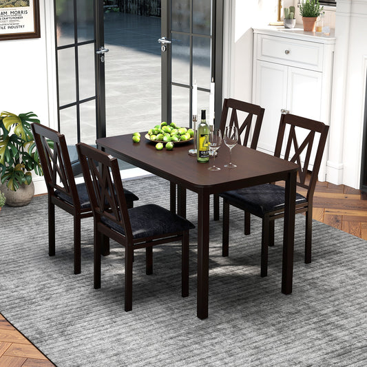 5-Piece Dining Table Set, Wide Tabletop, Rubber Wood Legs, Black Dining Room Sets Black at Gallery Canada