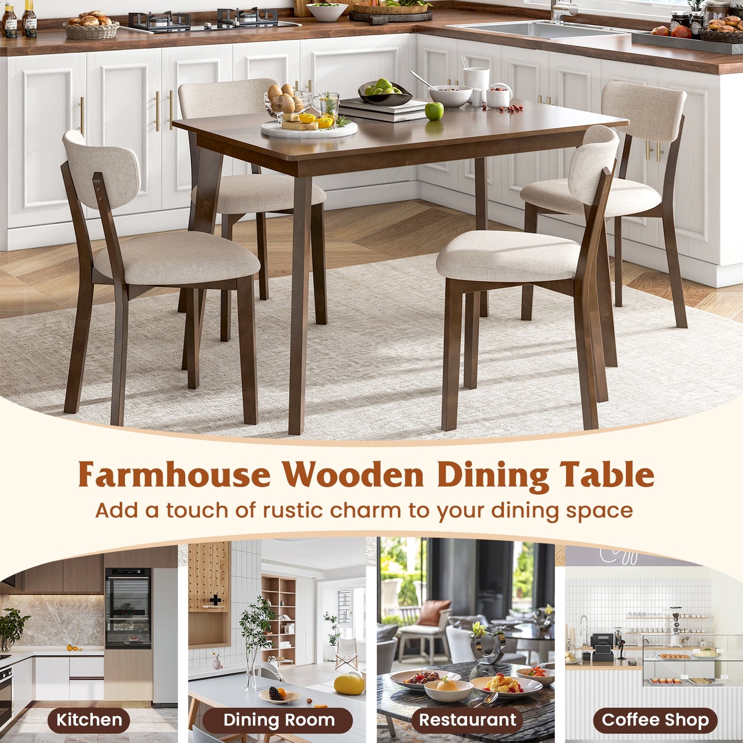 48 Inch Wooden Dining Table, For 4 People, Brown Dining Tables at Gallery Canada