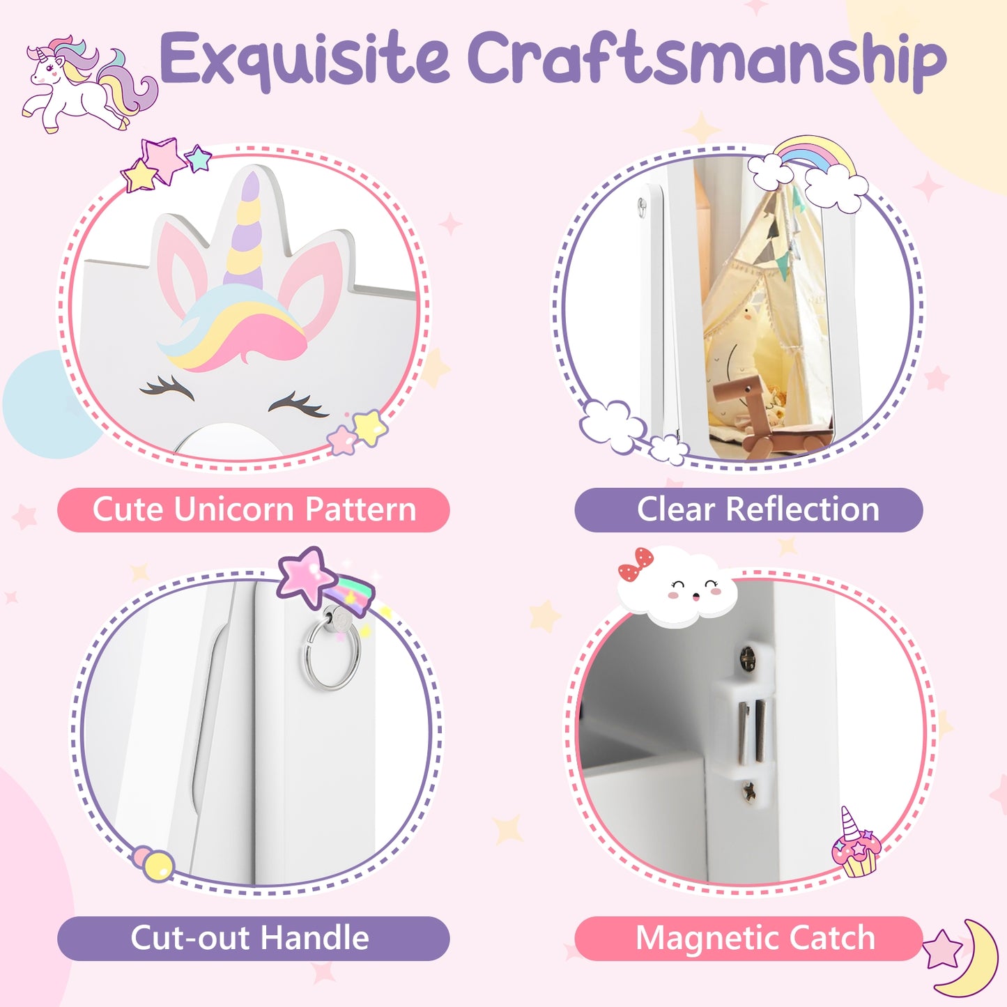 Kids Jewelry Cabinet With Full-Length Mirror, White Kids Vanities at Gallery Canada