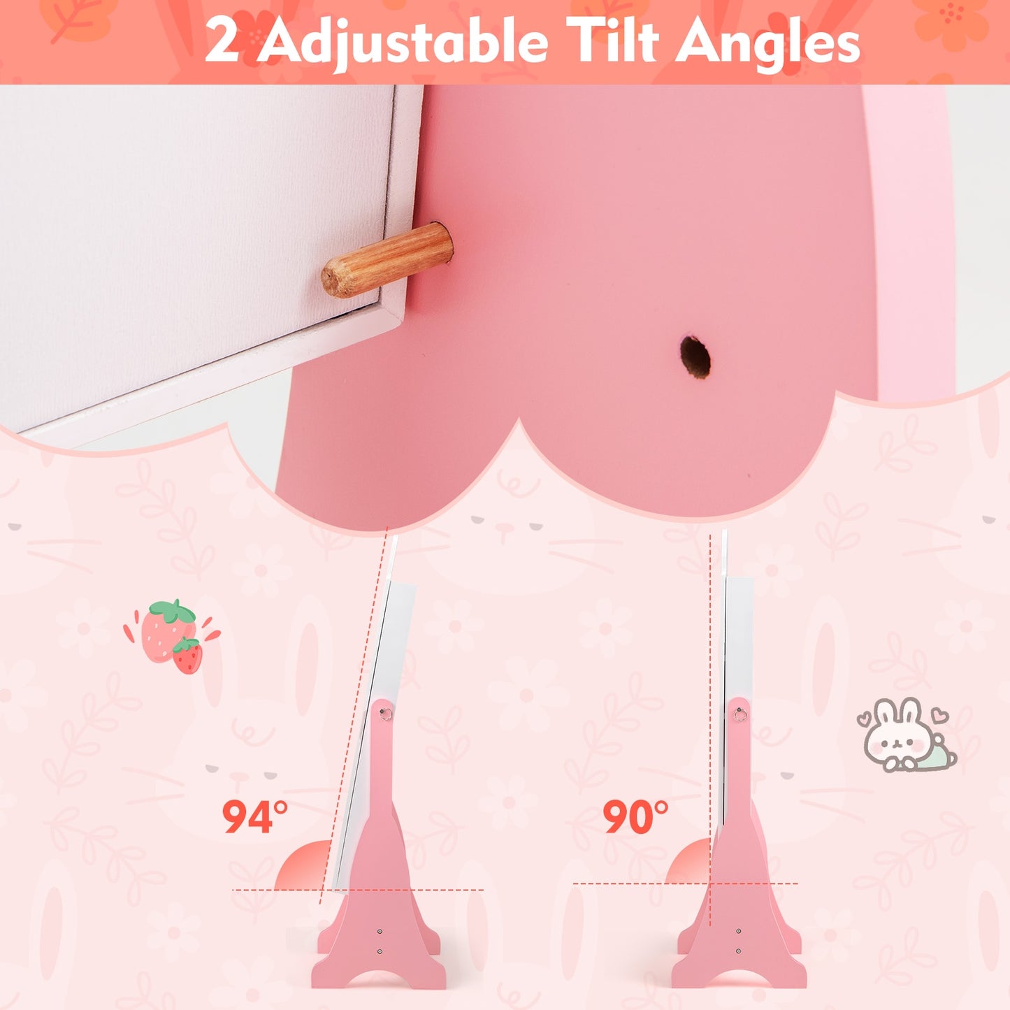 Kids Jewelry Armoire Cabinet with 2 Tilt Angles and Large Capacity, White Kids Vanities at Gallery Canada