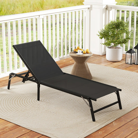 Chaise Lounge Chair Set of 2 Foldable Patio Lounge Chairs, Black Outdoor Chaise Lounges Black at Gallery Canada