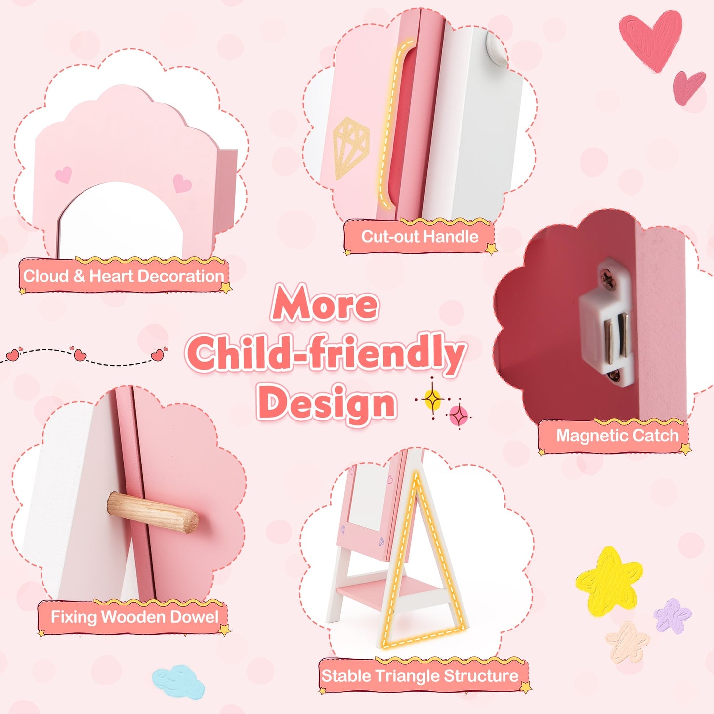 Kids Jewelry Organizer, Full Mirror Drawers, Storage Shelves, Pink Kids Vanities at Gallery Canada