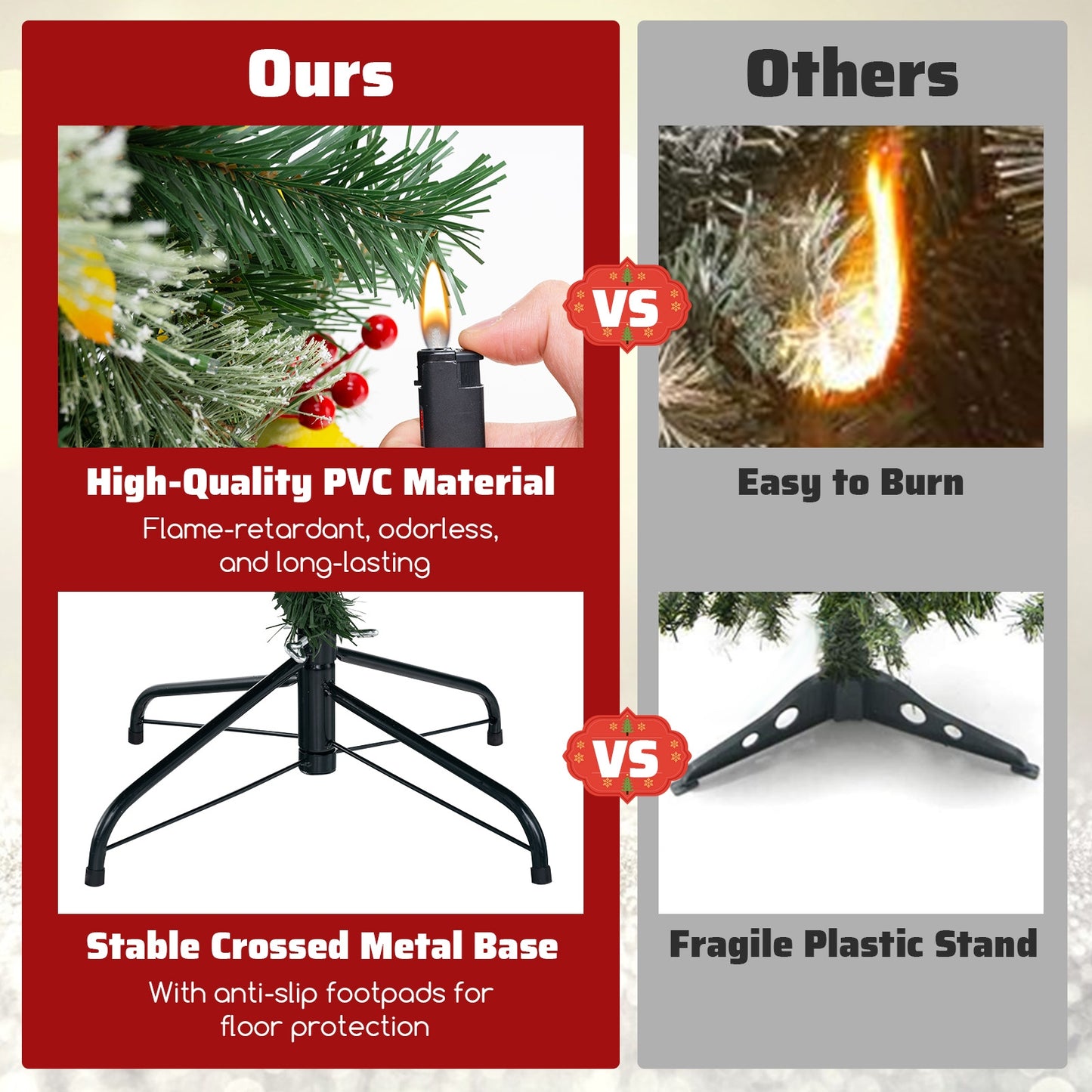 5/7.5/9 FT Pre-Lit Artificial Christmas Tree with 453/1096/1416 PVC and Pine Needles-XL, Green Christmas Tree at Gallery Canada