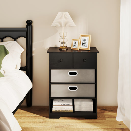 4-Drawer Dresser Modern Chest Storage Organizer with Open Shelves, Black Cabinets & Chests Black at Gallery Canada