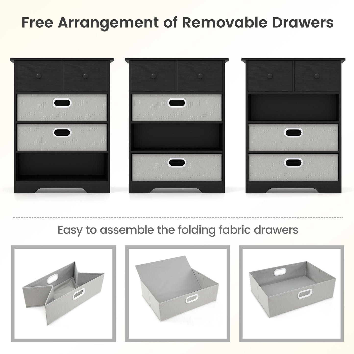 4-Drawer Dresser Modern Chest Storage Organizer with Open Shelves, Black Cabinets & Chests at Gallery Canada