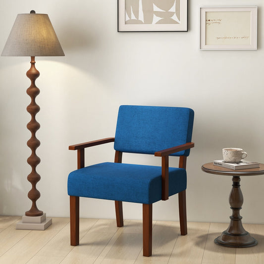 Linen Accent Chair, Soft Padded Seat, Blue