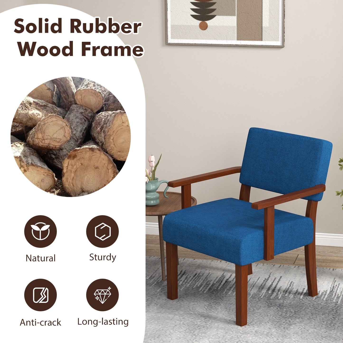 Linen Accent Chair, Soft Padded Seat, Blue Sofas & Loveseats at Gallery Canada