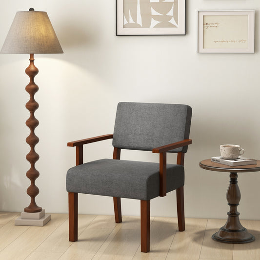 Linen Accent Chair, Soft Padded Seat, Gray