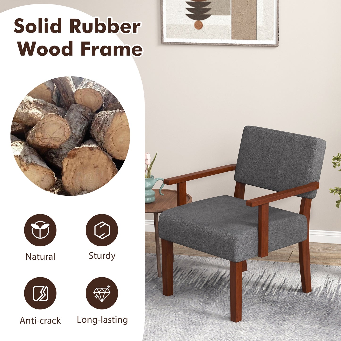 Linen Accent Chair, Soft Padded Seat, Gray Sofas & Loveseats at Gallery Canada