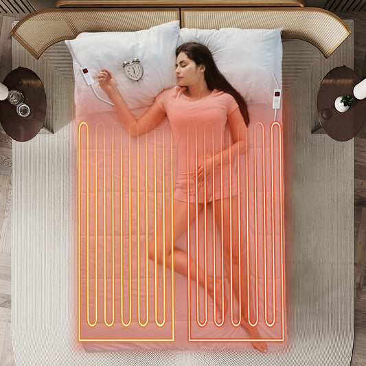 Electric Bed Warmer, Full Size, Dual Controller, 9 Heat Settings, White Bedding White at Gallery Canada