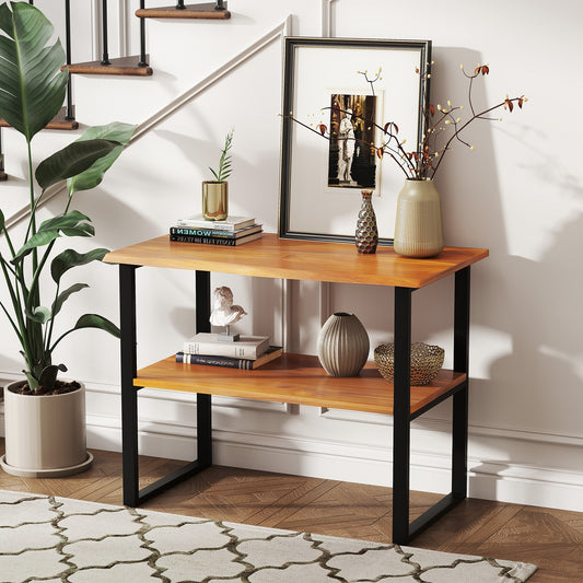 2-Tier Teak Wood End Table, Living Room Side Table Nightstands Options at Gallery Canada