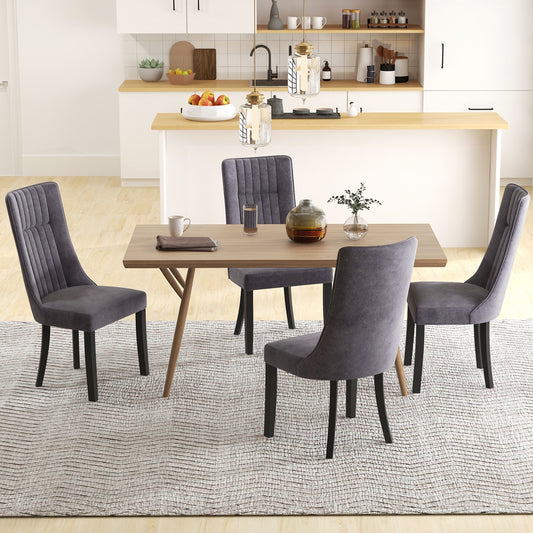 Channel Tufted Dining Chairs Set of 2 Upholstered Kitchen Side Chairs with High Backrest, Gray Dining Chairs Gray at Gallery Canada