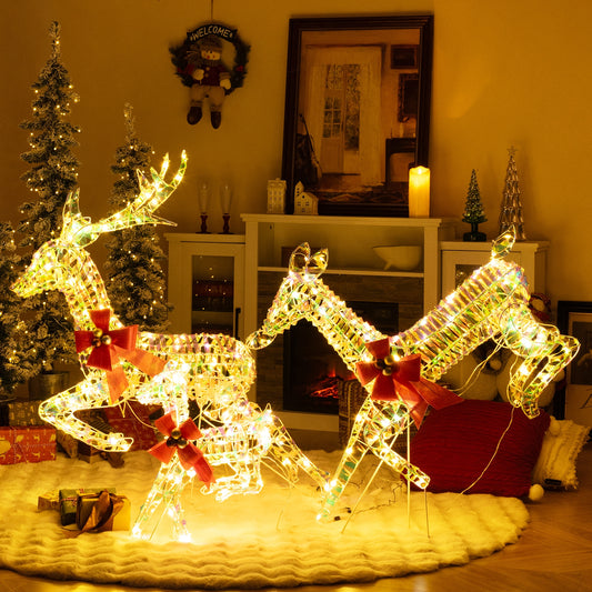 3-Piece Christmas Reindeer Family With LED Lights, White Christmas Decor & Accessories White at Gallery Canada