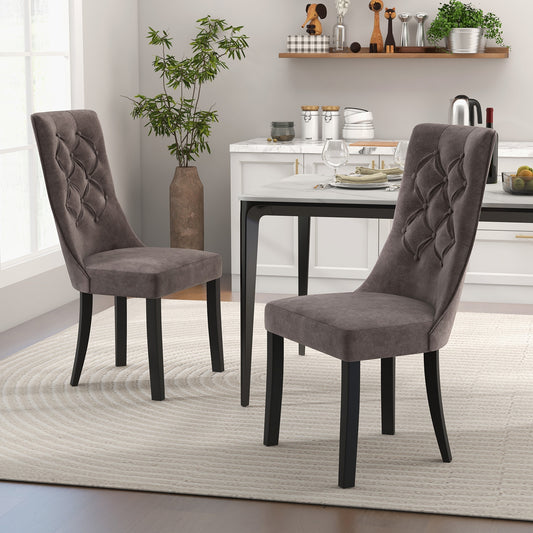 Tufted Dining Chairs, Set of 2, High Backrest, Padded Seat, Gray Dining Chairs Gray at Gallery Canada