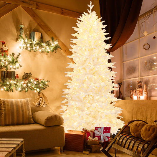 7 FT Artificial Christmas Tree, 1880 PE PVC Branch Tips, White