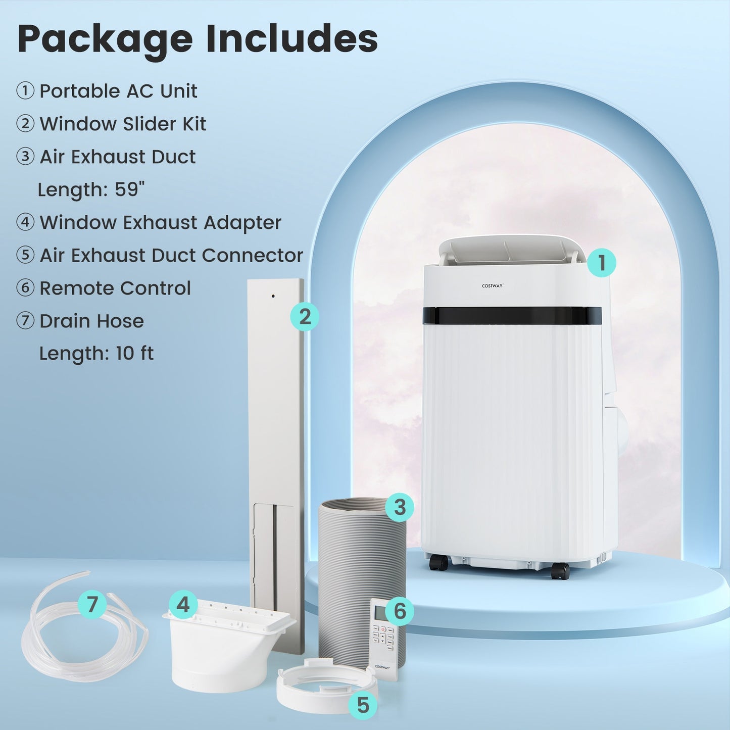 12000 BTU Portable Air Conditioner, 3 In 1, White