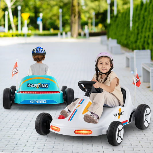 12V Electric Go Kart For Kids, Remote Control, Music, White Powered Ride On Toys White at Gallery Canada