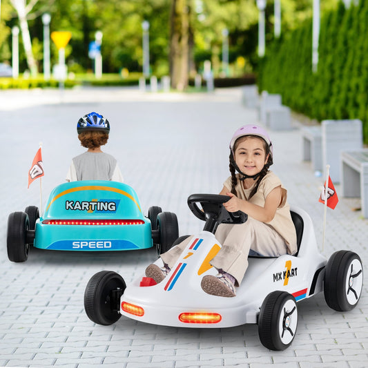 12V Electric Go Kart For Kids, Remote Control, Music, White Powered Ride On Toys White at Gallery Canada