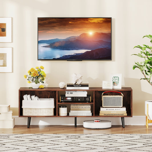 47.5 Inch TV Stand For 55-Inch TV, Metal Legs, Rustic Brown Entertainment Centers & TV Stands Rustic Brown at Gallery Canada