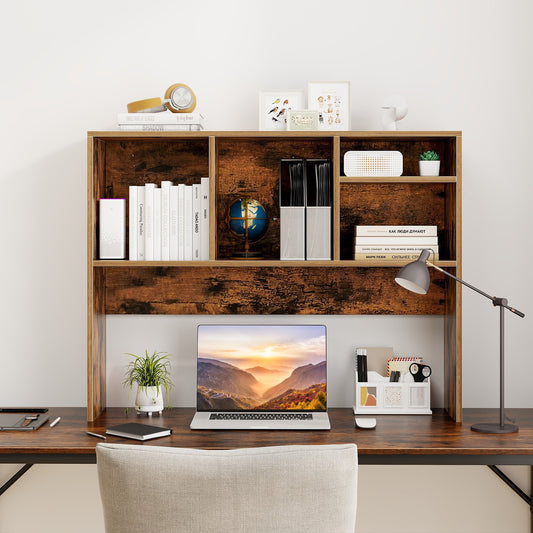 Computer Desktop Bookcase, 4 Cubbies, Open Back Compartment, Coffee Bookcases Coffee at Gallery Canada