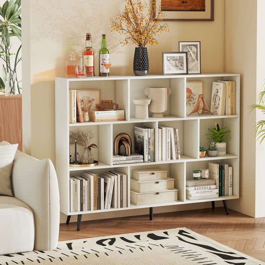 8/10-Cube Bookcase, 5 Tapered Metal Legs, Off White Bookcases Off White at Gallery Canada