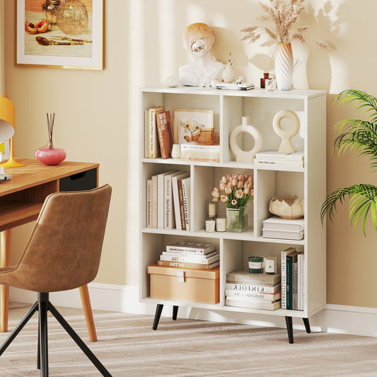 7 Cube Bookcase, Tapered Metal Legs Bookcases Options at Gallery Canada