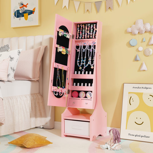 Kids Jewelry Armoire Cabinet With Storage, Pink Kids Vanities Pink at Gallery Canada