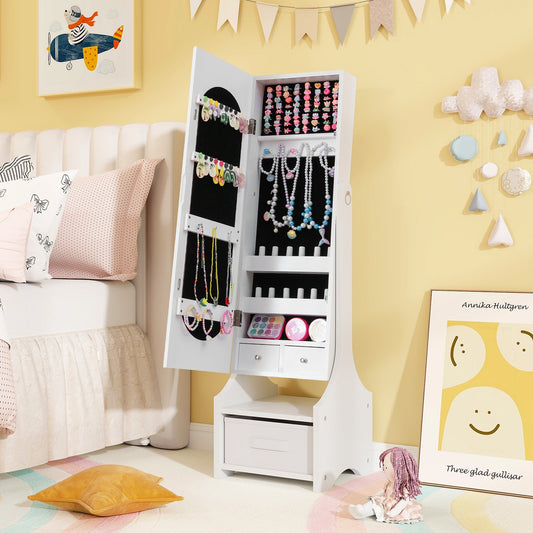 Freestanding Kids Jewelry Armoire Cabinet with Storage and 2 Tilt Angles, White Kids Vanities White at Gallery Canada