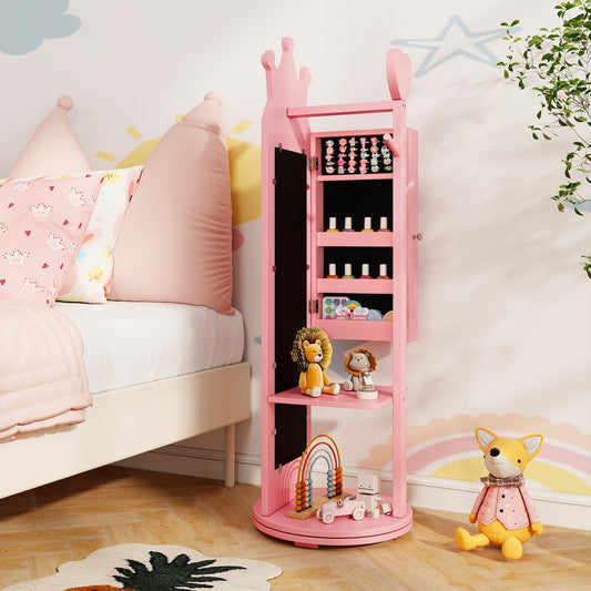 Full Length Mirror Jewelry Armoire Cabinet, Pink Kids Vanities Pink at Gallery Canada