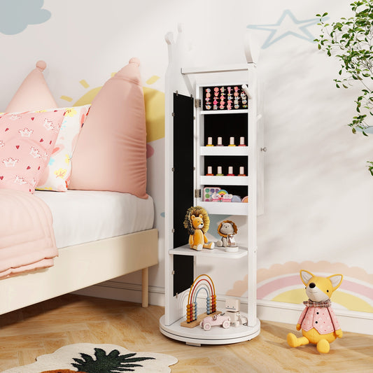 Free-Standing Full Length Mirror Jewelry Armoire Cabinet, White Kids Vanities White at Gallery Canada