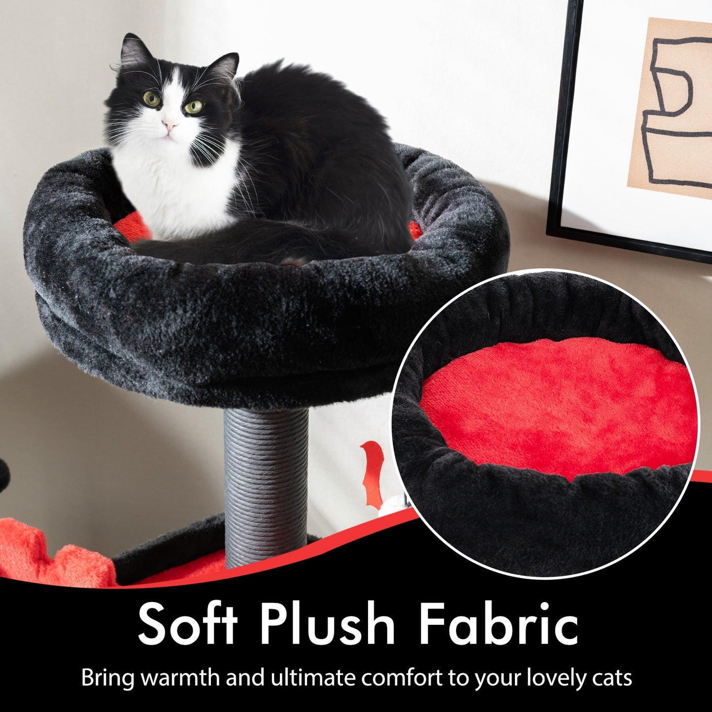 Gothic Cat Tree, 49 Inch Tall, 6-Tier Cat Tower With Coffin Bed, Black Cat Trees Condos & Scratchers at Gallery Canada