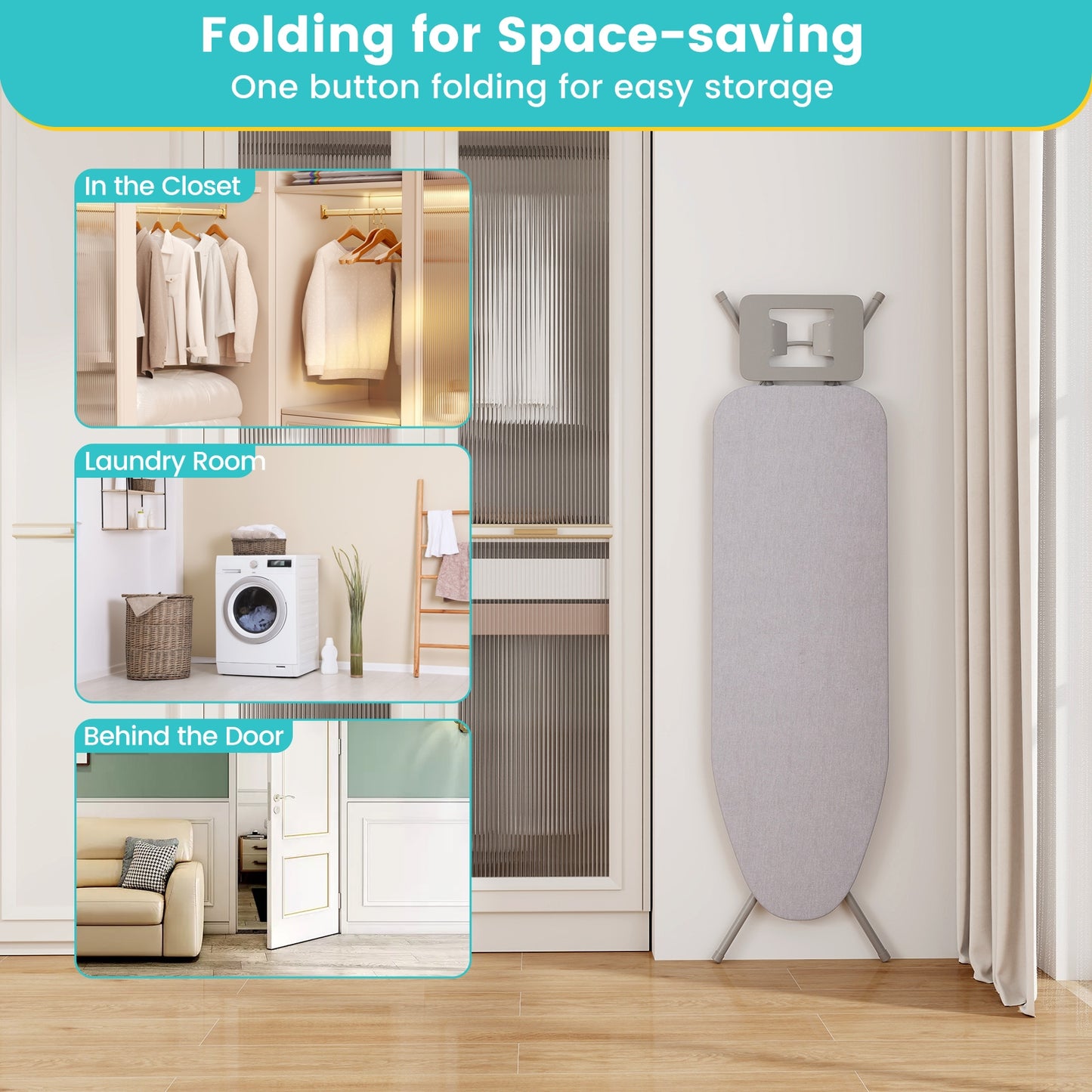 Foldable Ironing Board With Iron Rest, Adjustable Height, Gray Dryers at Gallery Canada