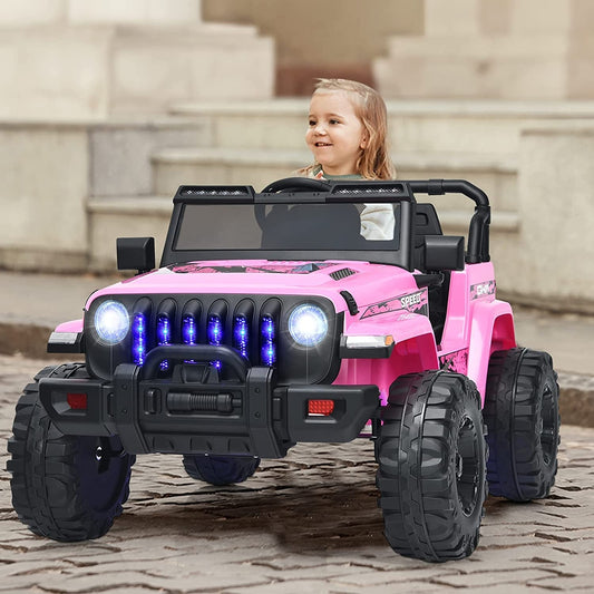 12V Kids Ride On Jeep Car, 2.4G Remote Control, Pink Powered Ride On Toys Pink at Gallery Canada
