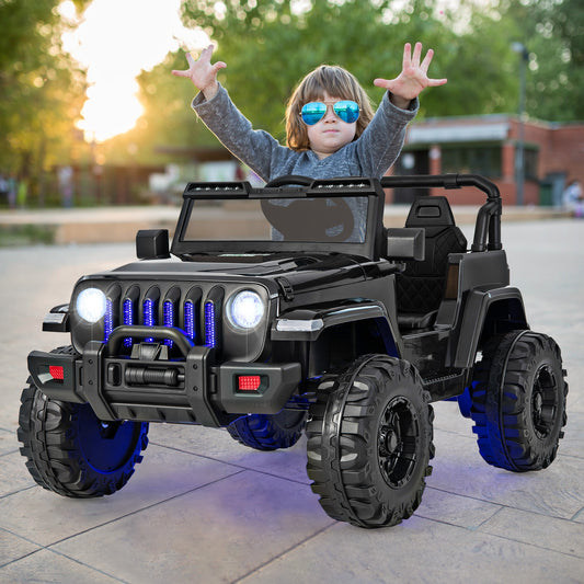 12V Kids Ride-On Jeep Car, 2.4G Remote Control, Solid Black Powered Ride On Toys Black at Gallery Canada