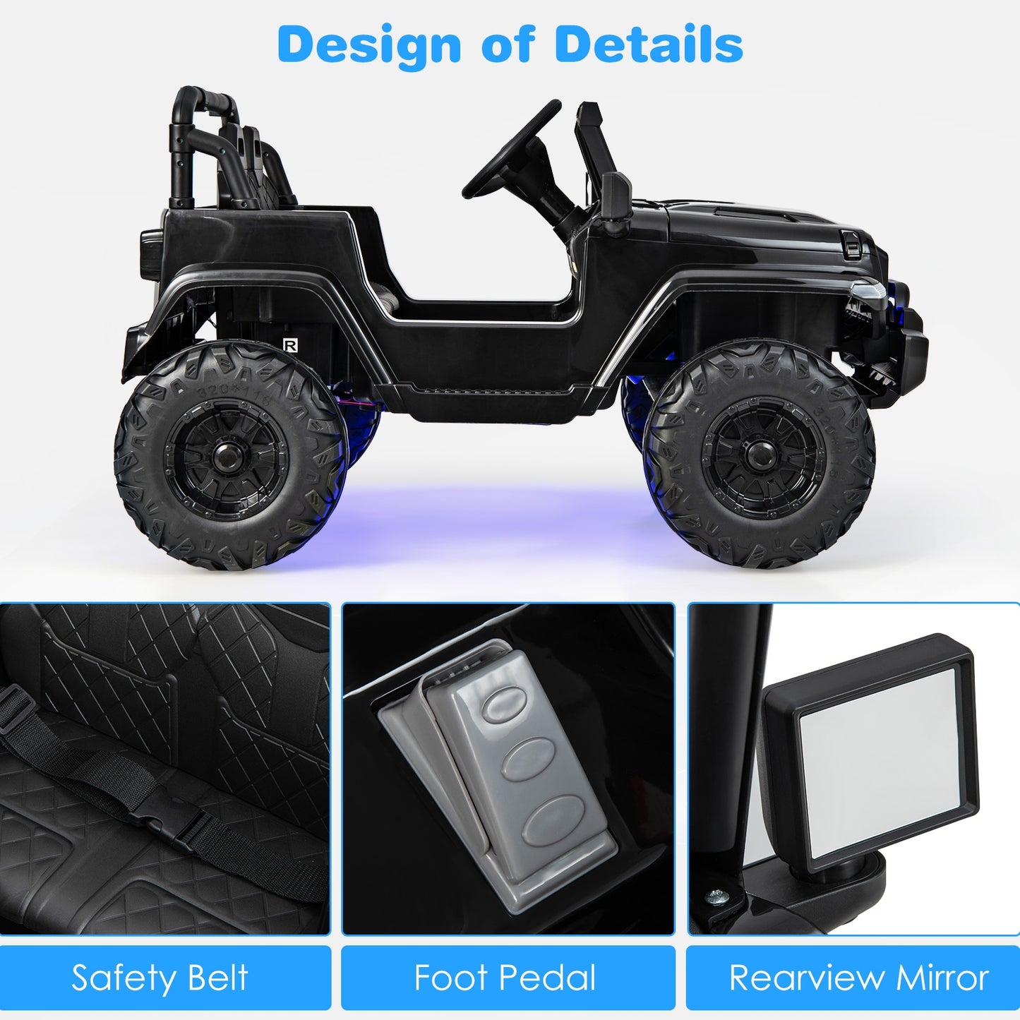 12V Kids Ride-On Jeep Car, 2.4G Remote Control, Solid Black Powered Ride On Toys at Gallery Canada